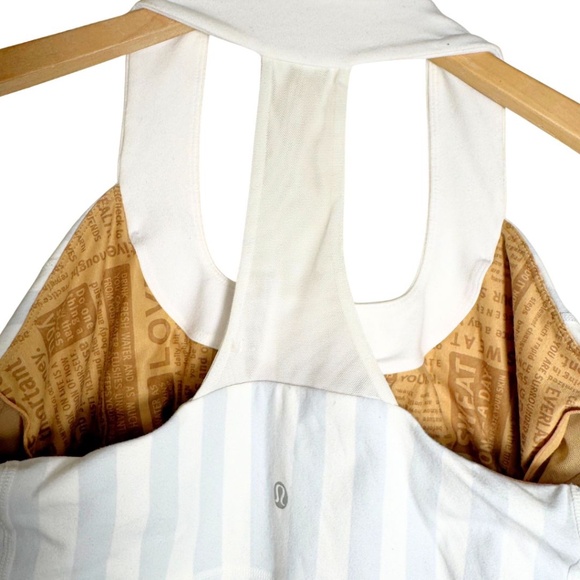 Lululemon White & Blue Striped Scoop Neck Racerback Tank – Size 12 - Picture 6 of 10